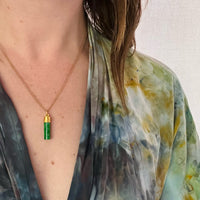 Jade Pillar Charm with Engraved 22k Gold Cap