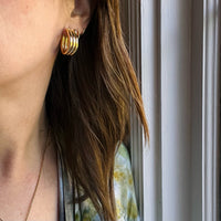 Chic Chunky Italian 18k Tri-Tone Gold Hoops