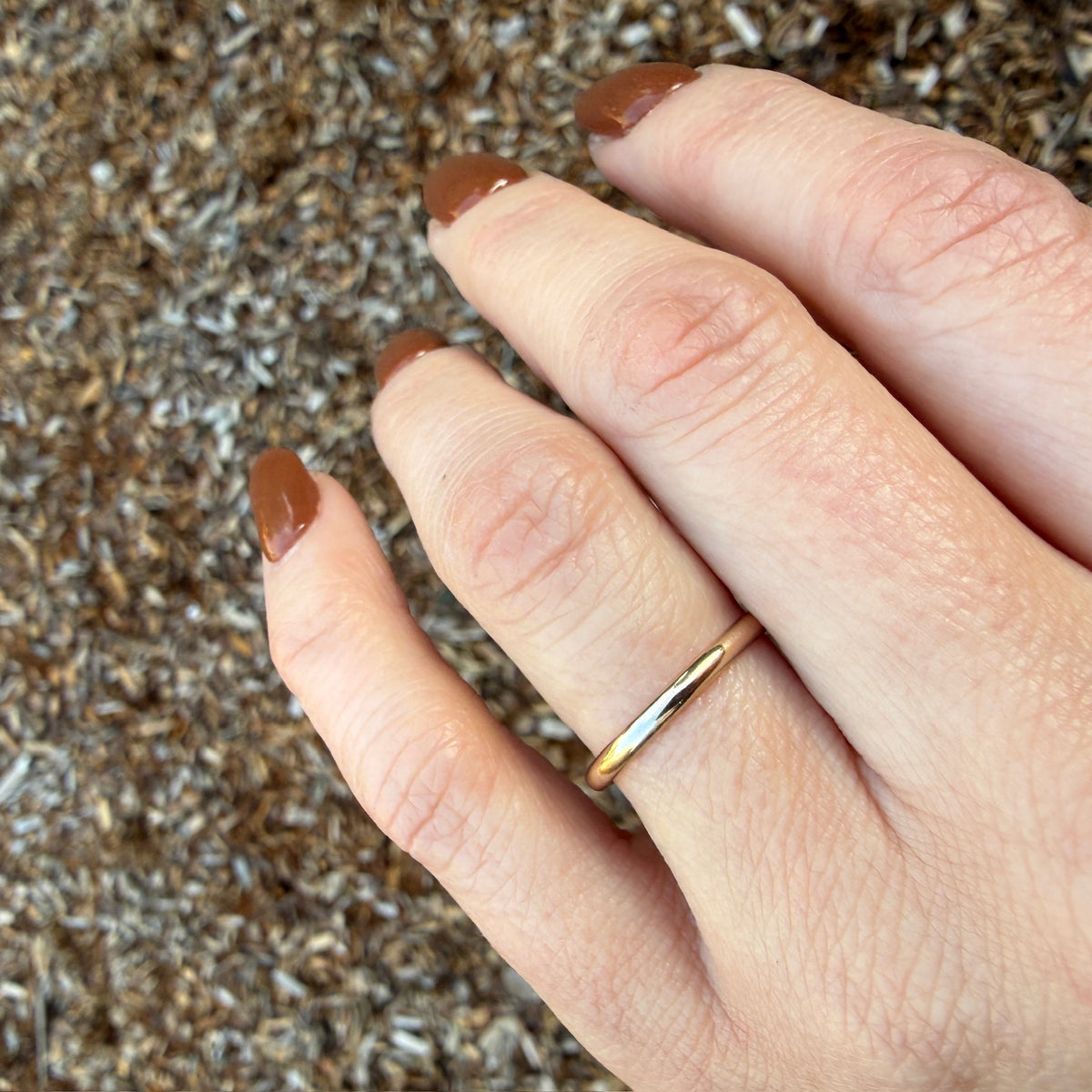 Slender 14k Gold Half Round Band Size 7