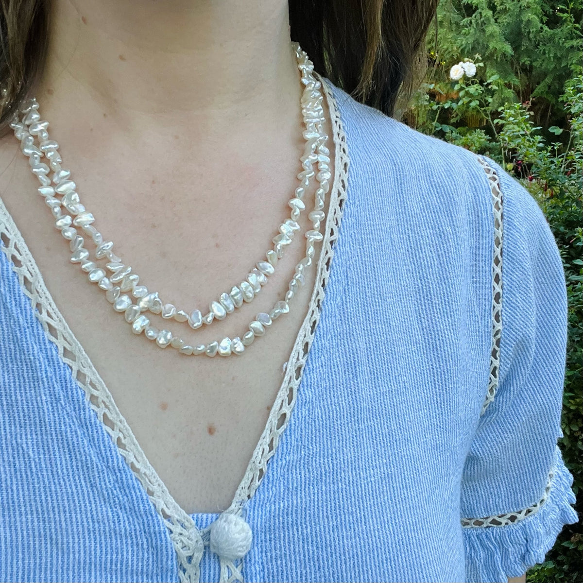 Tropical Moonlight Double-Strand Pearl Necklace