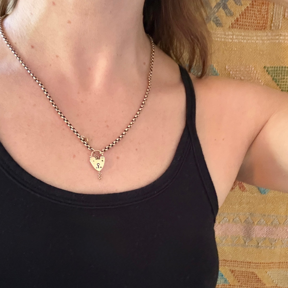 Rosy Rolo Chain & Heart Padlock by Ancient Influences