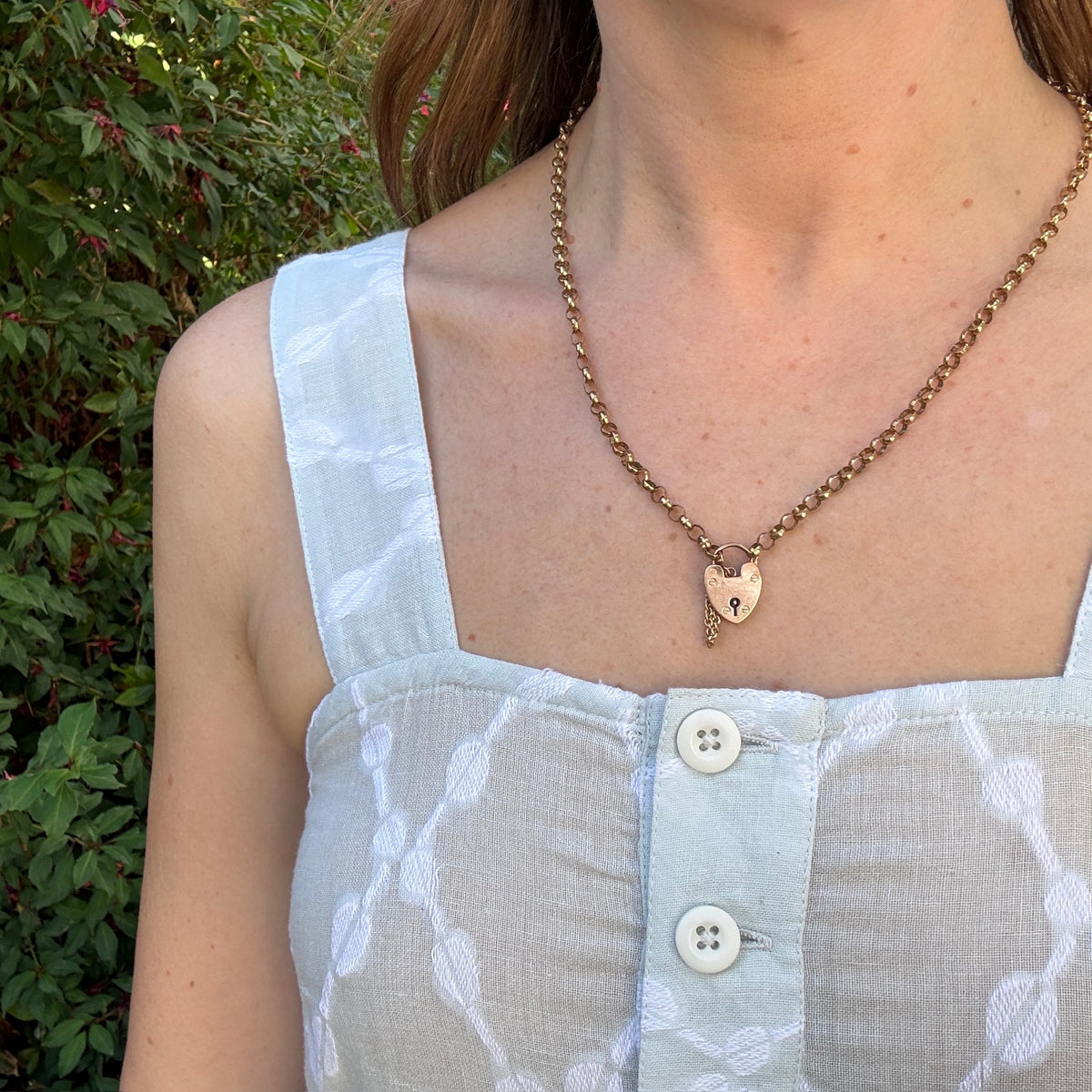 Gold Rolo Chain with English Heart Padlock by Ancient Influences