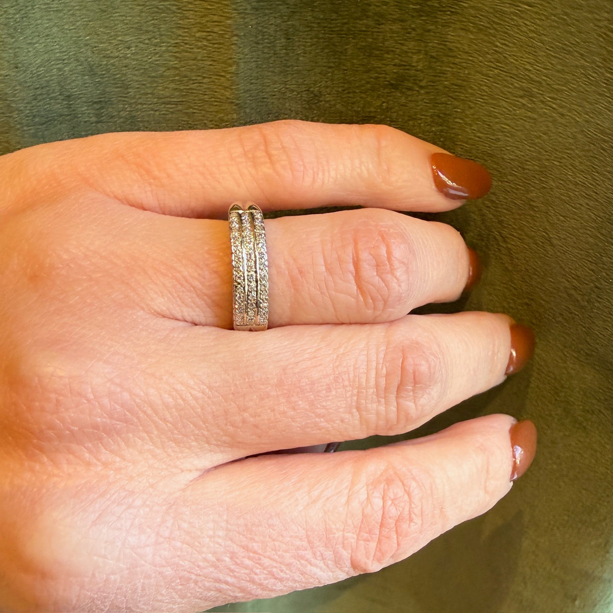 StyleCrest Three Row Diamond & White Gold Band