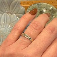 Chevron Engraved 14k Gold Tapered Band