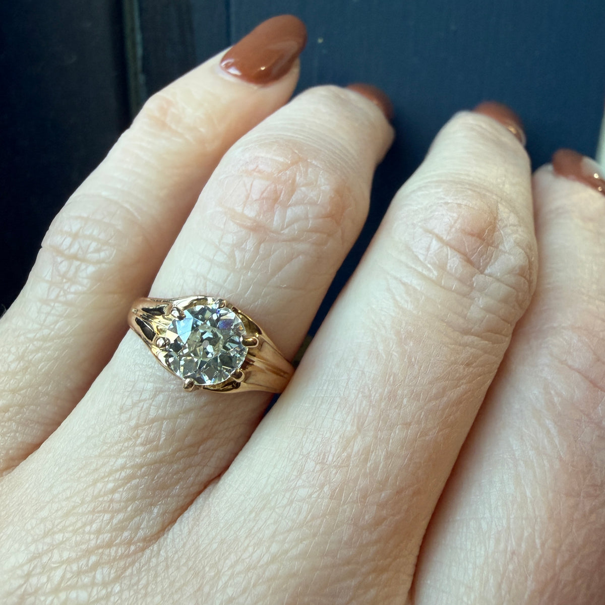 Magnificent 1.29ct Old Euro Cut Diamond in Victorian Solitaire