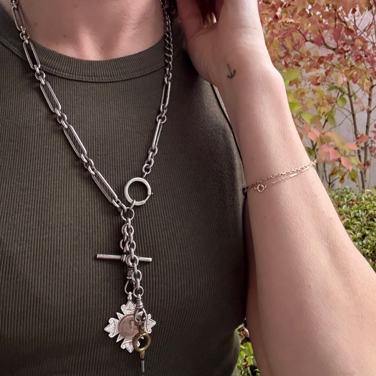 English Sterling Trombone & Curb Chain by Ancient Influences