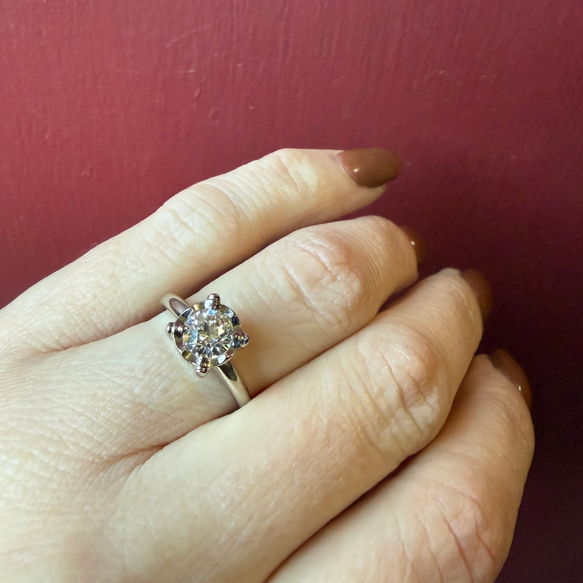 Brilliant .71ct Old European Cut Retro Solitaire Ring