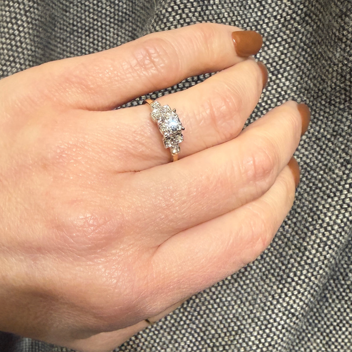Romantic Two-Tone Diamond Step Side Ring by Jabel