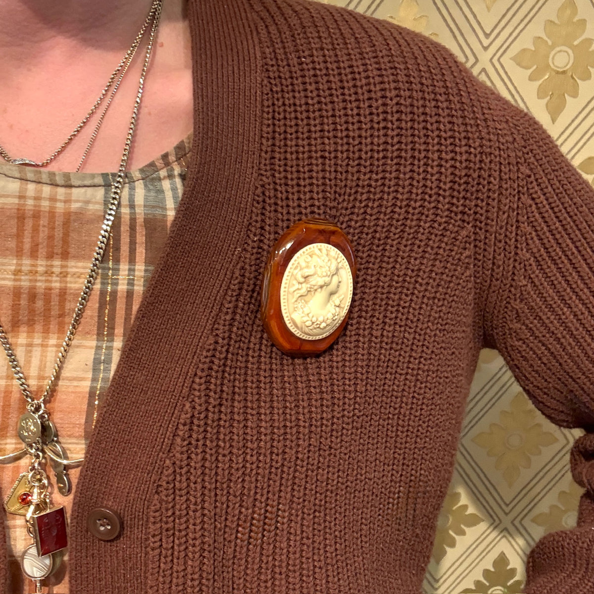 Victorian Revival Bakelite Cameo Brooch