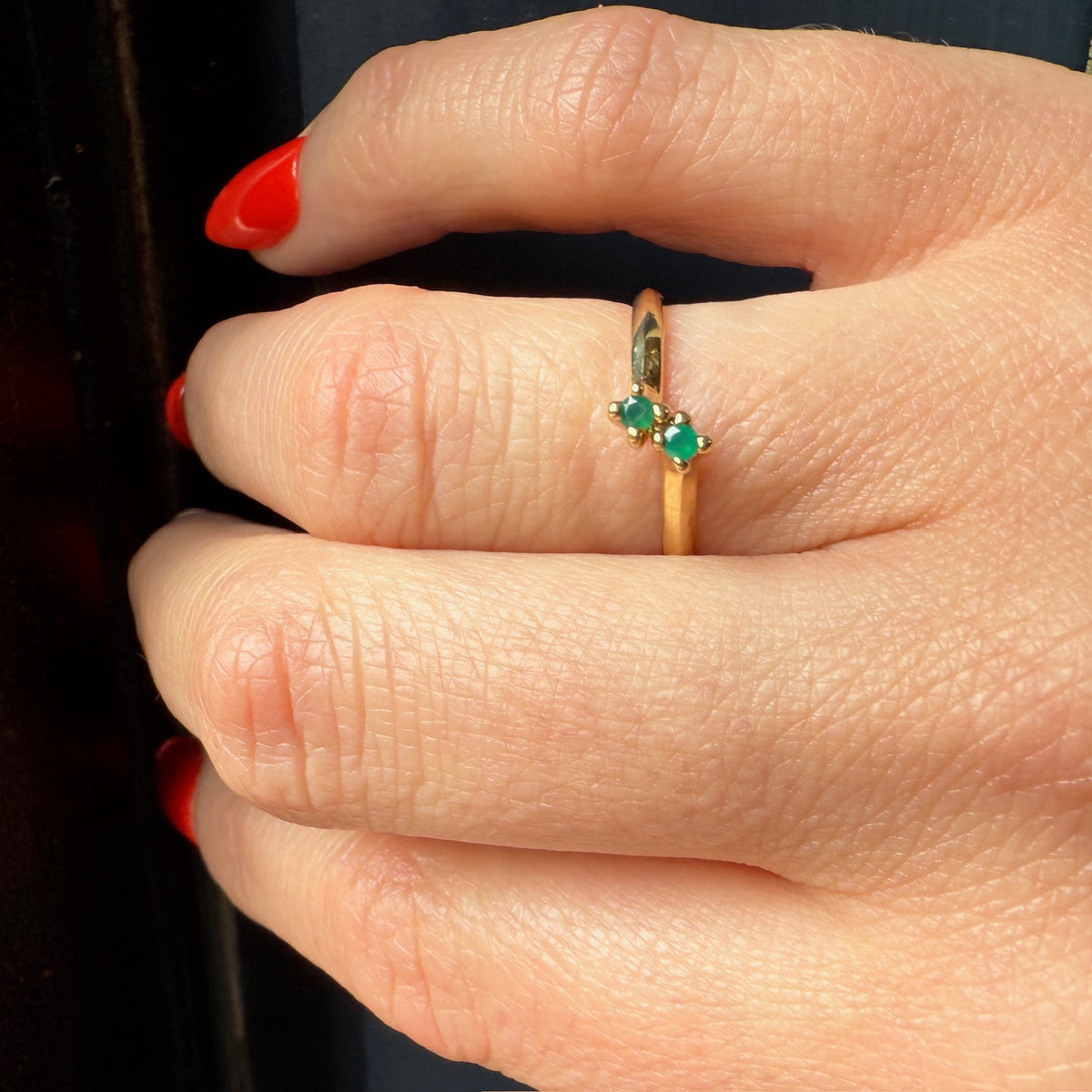 Vintage Gold and Emerald Crossover Ring
