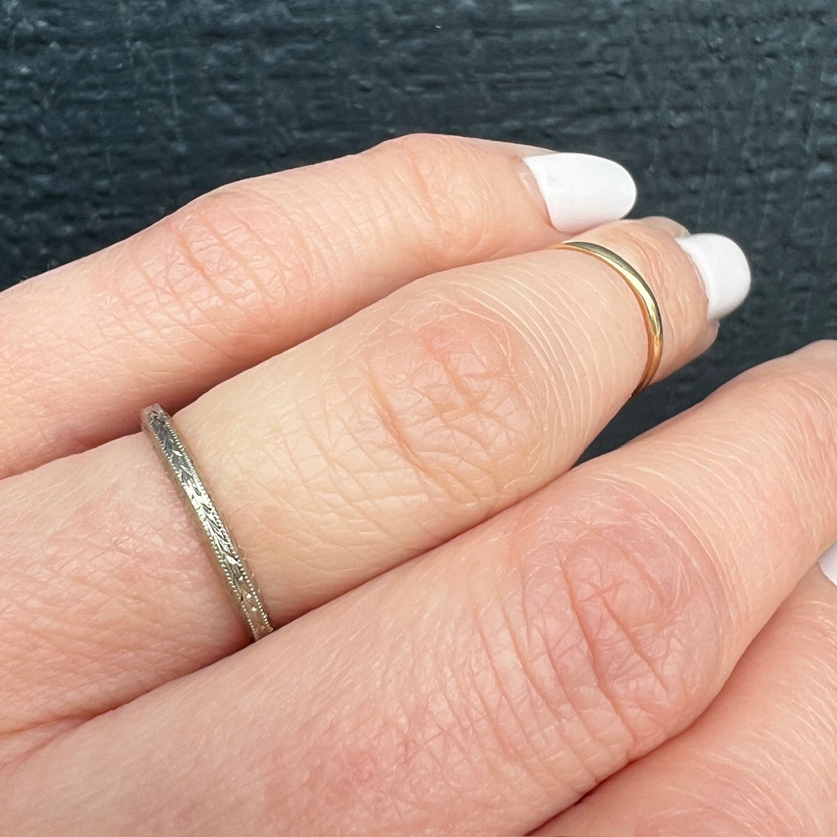 Beautifully Detailed White Gold Wheat Band by Belias