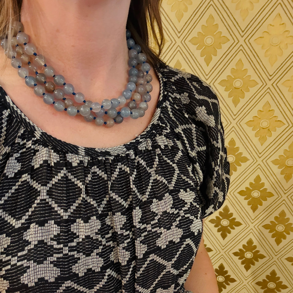 Windswept Beach Chalcedony Bead Necklace