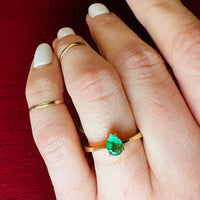 Pear Shape Emerald Solitaire in 18k