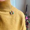 Colorful Glass Scarabs in Gold Filled Circle Brooch