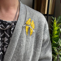 Canoodling Canaries Lucite Brooch