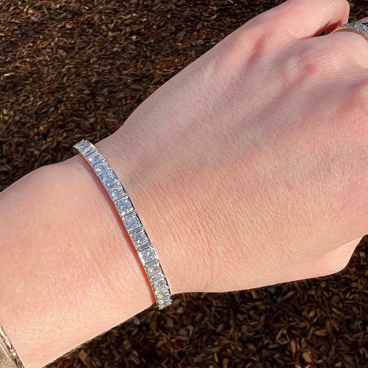 Shimmering Platinum and Diamond Vintage Line Bracelet