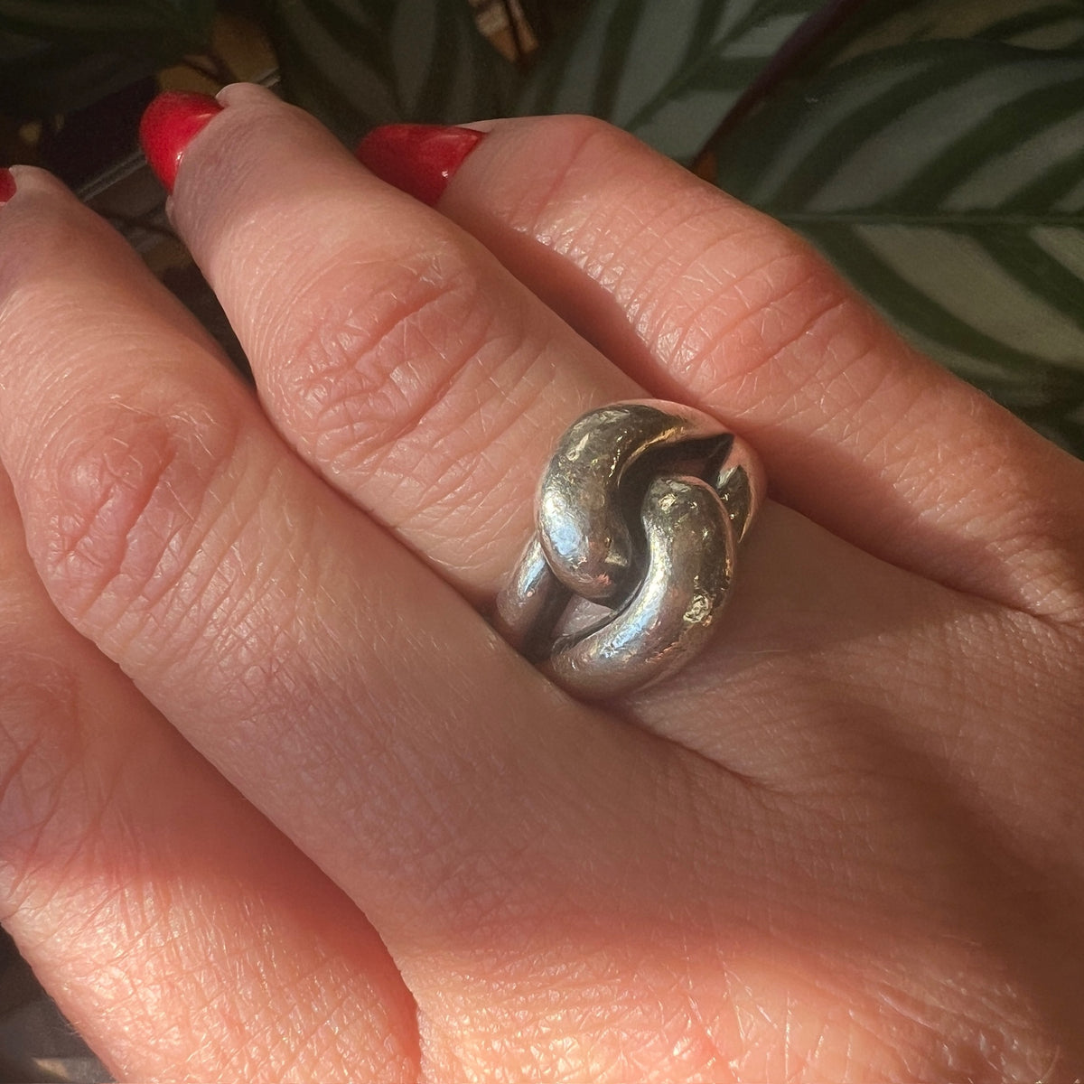 Modernist Double Looped Sterling Silver Dome Ring
