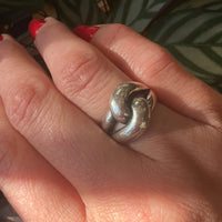 Modernist Double Looped Sterling Silver Dome Ring