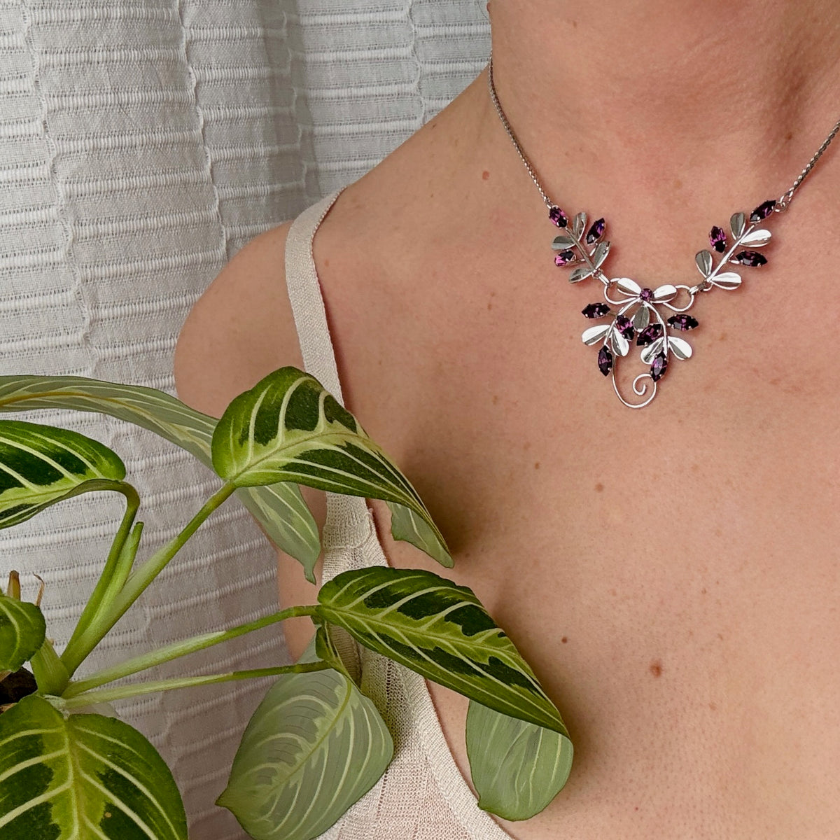 Sterling & Purple Rhinestone Von Dell Necklace
