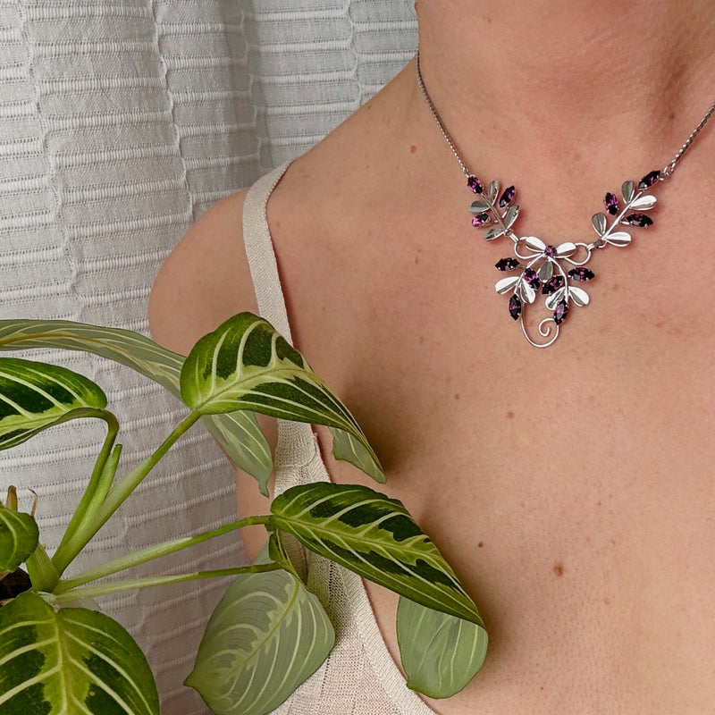 Sterling & Purple Rhinestone Von Dell Necklace