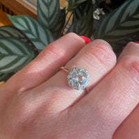 Ethereal Aquamarine Diamond & Flower Halo Ring