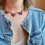 Surreal Copper & Red Enamel Matisse Necklace on Original Card