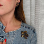 Bronze Leaves Brooch & Earring Set by Weiss