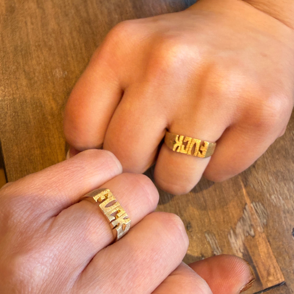 Eff Bomb Funky 14k Gold Signet Size 7