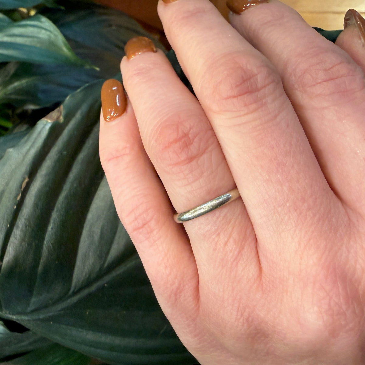 Warm White 10k Gold Wedding Band Size 6