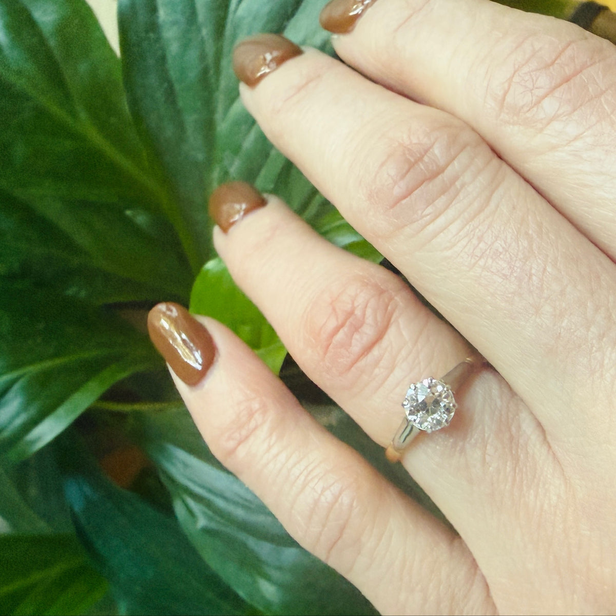 English .75ct Old European Cut Diamond Solitaire Ring