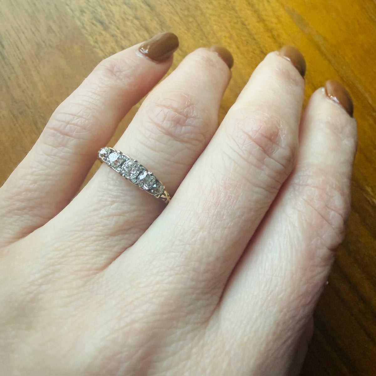 Romantic Old European & Rose Cut Diamond 18ct Band