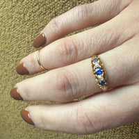 English 18ct Gold Sapphire & Diamond Band