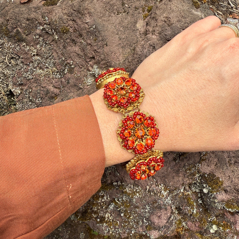 Miriam Haskell Marigold Rhinestone & Bead Bracelet
