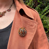 Decadent Gray & Amber-Colored Crystal Filigree Brooch