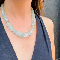 Unbelievable Aquamarine Beads with Gold & Diamond Clasp