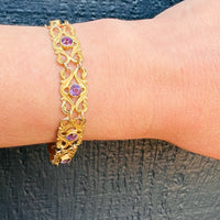 Romantic Amethyst & Gold Art Nouveau Bracelet