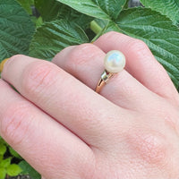 Modernist Pearl Solitaire in Two-Tone Gold