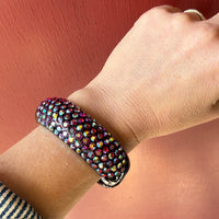 Red Aurora Borealis Rhinestone & Black Celluloid Clamper