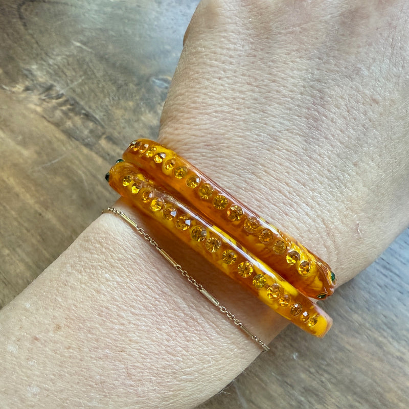 Slinky Art Deco Celluloid & Rhinestone Snake Bangle