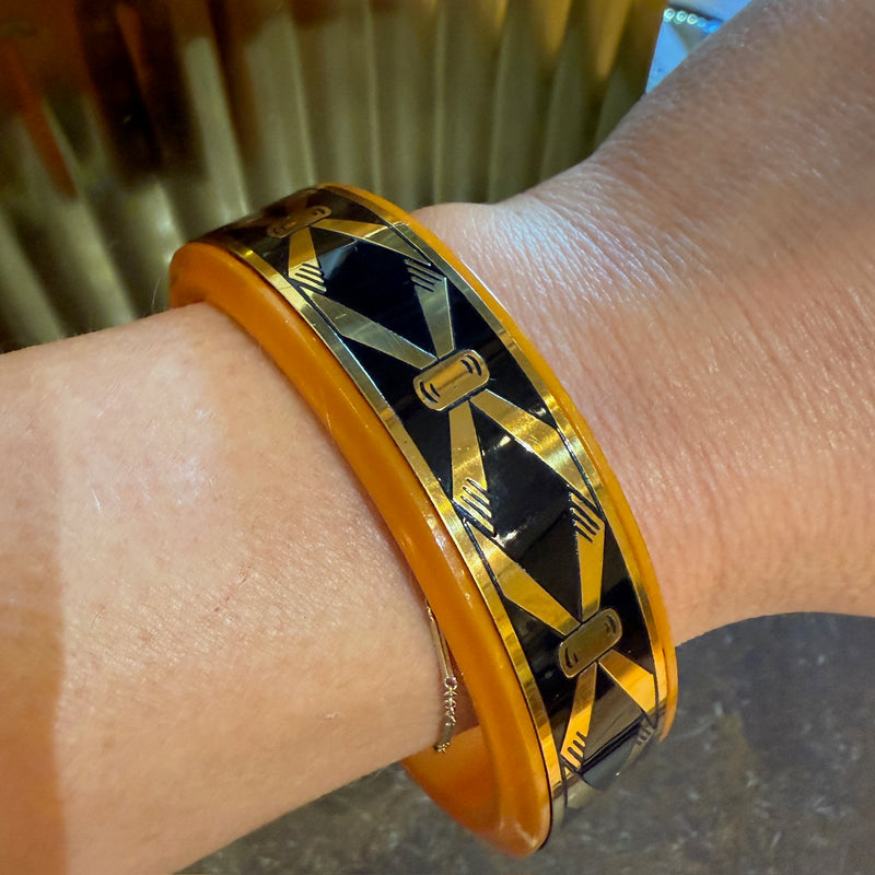 Racy Orange Bakelite Cosmetic Bracelet