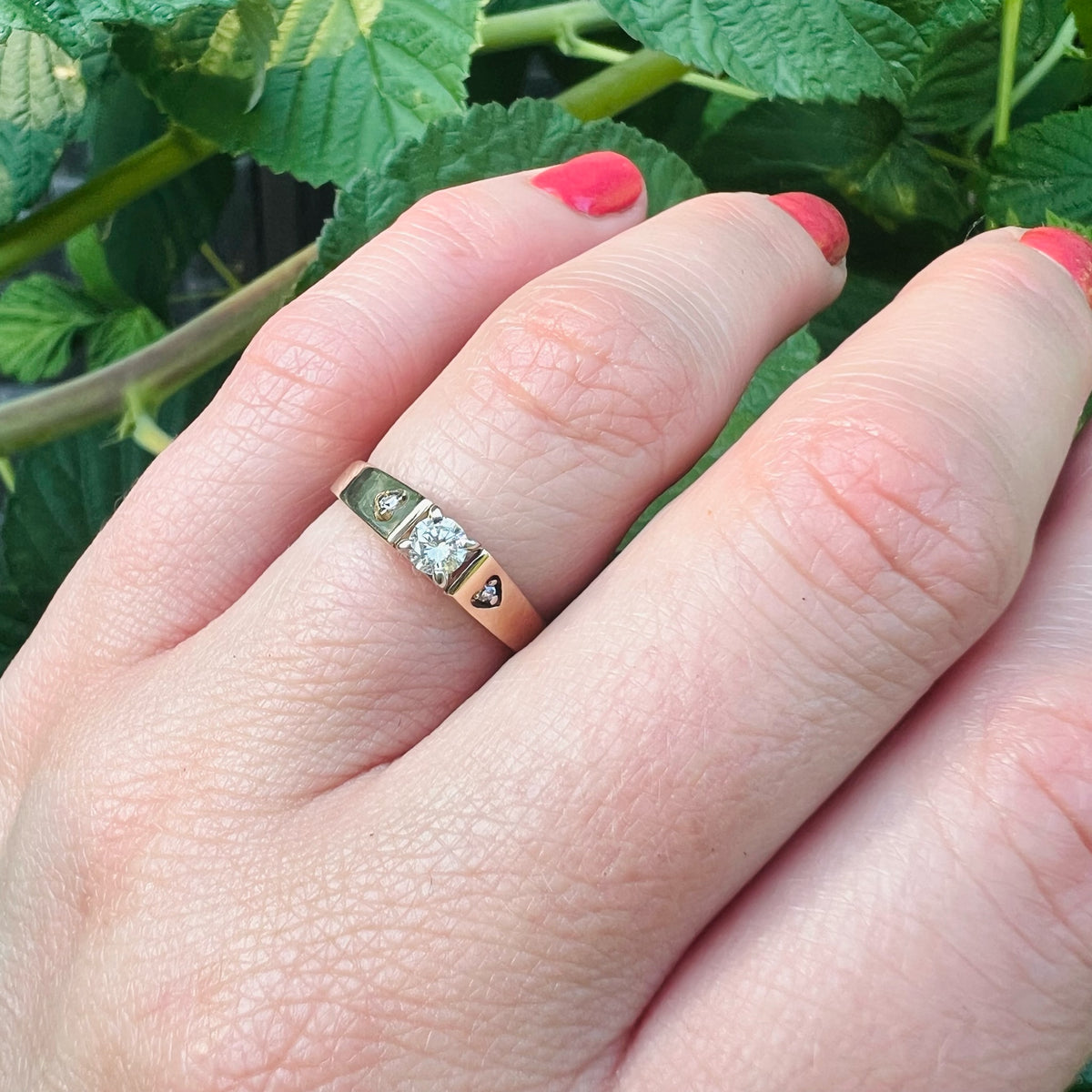 Sweetheart Wedding Set with Diamond-Set Hearts