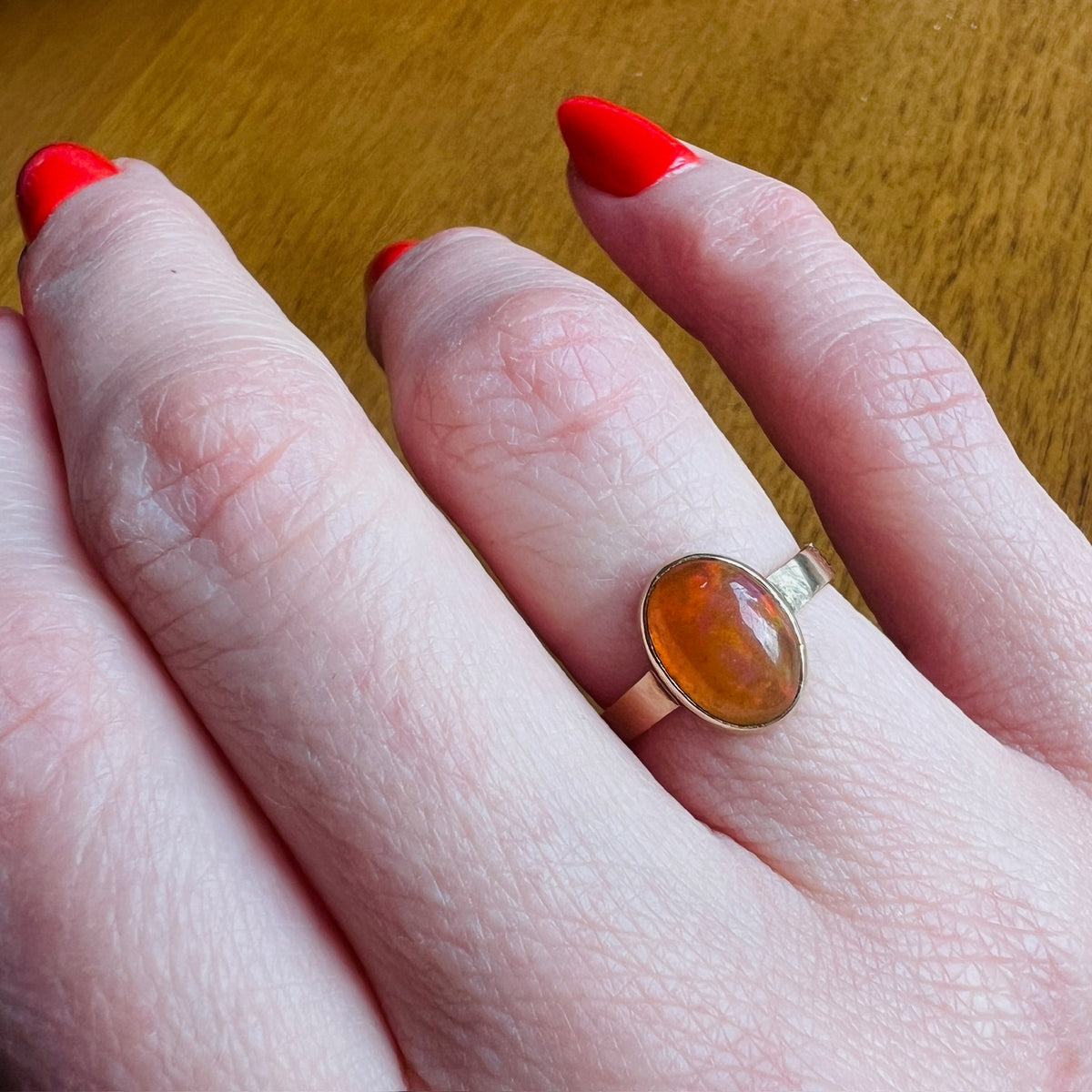 Smoldering Fire Opal Solitaire Ring