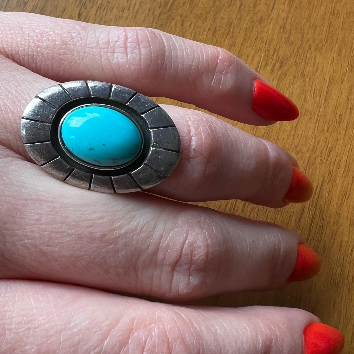 Cyan Turquoise in Chunky Sterling Ring