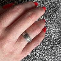 Sculpted Sterling Feather Band by H. Mace
