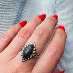 Striking Zuni Turquoise & Sterling Ring Signed W. Quam