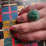 Bold Green Turquoise & Sterling Navajo Ring
