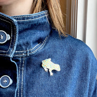 Colorful Enamel & Sterling Silver Frog Brooch