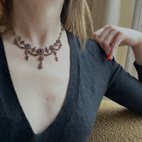 Decadent 1930s Rose Cut Garnet Festoon Necklace