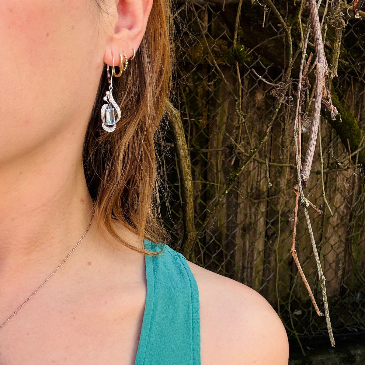 Belle Époque Platinum Aquamarine Earrings
