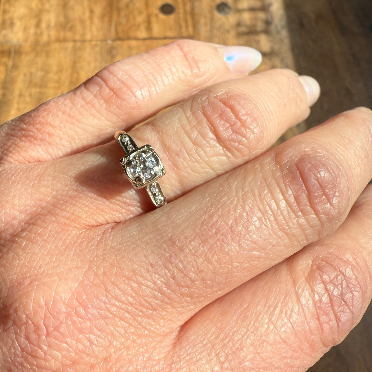 Retro Two-Tone Gold & Diamond Wedding Set